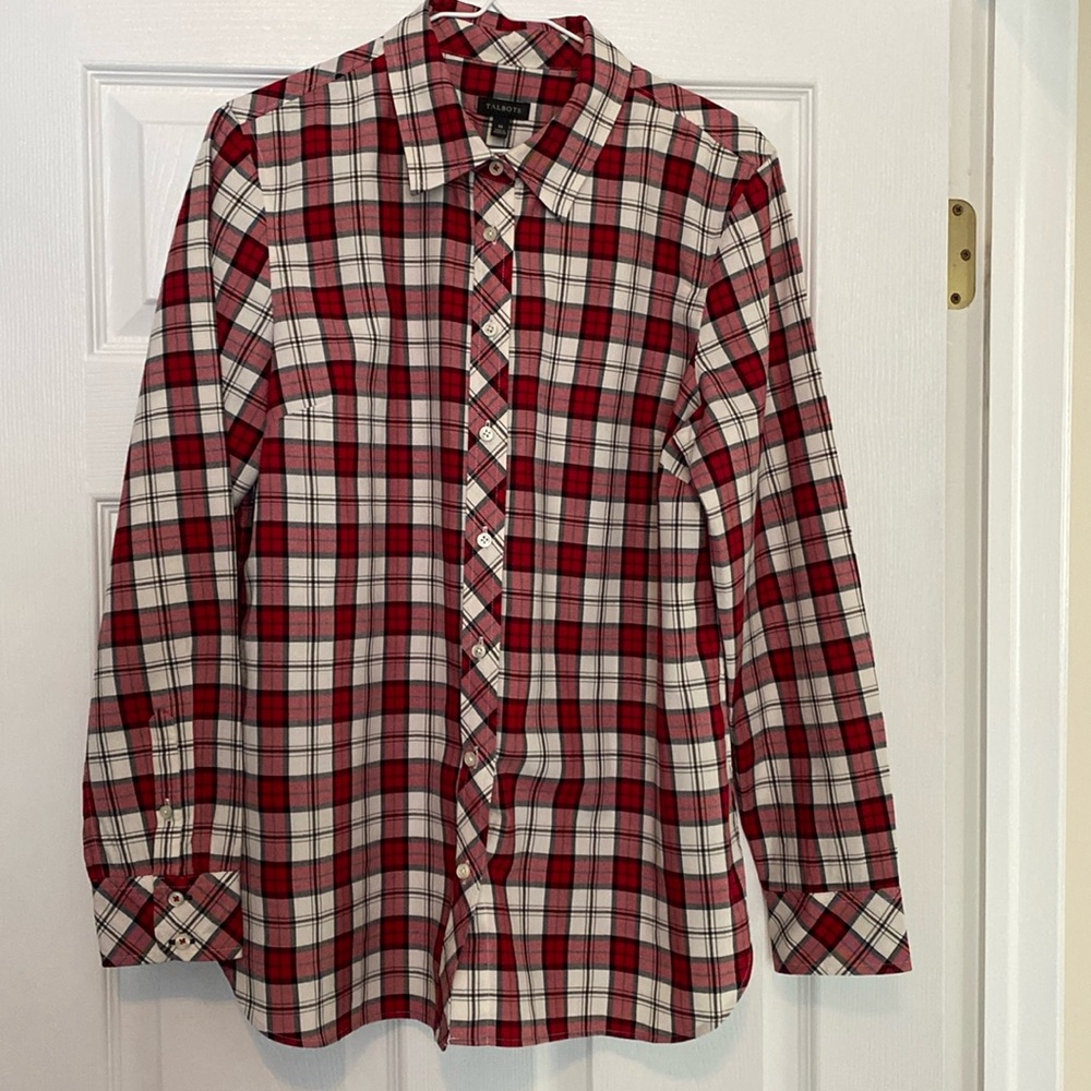 Talbots Button Down plaid long sleeve shirt